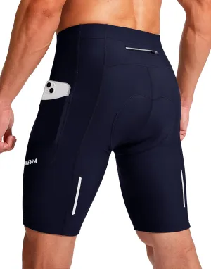 Bikewa Men's Bike Shorts 3D Padded Cycling Road Biking Mountain Riding Biker Bicycle UPF 50  Cycle Shorts Zipper Pockets