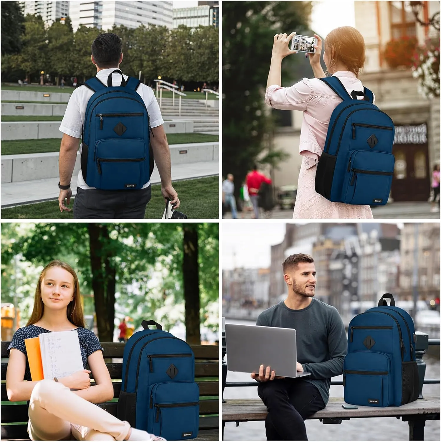 BIKROD Backpack for Boys Men, School Backpack for Teens Girls, Lightweight Casual High School Bookbag, Daily-use Travel Laptop Backpack with USB Charging Port Fits 15.6 Inch Notebook