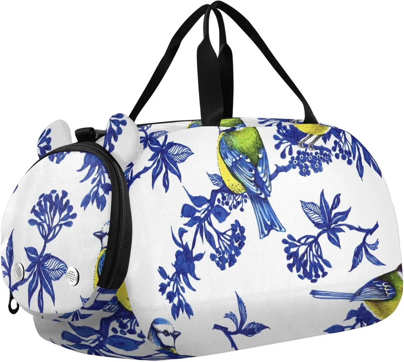 Birds on Spring Twigs Pattern Gym Travel Duffel Bag with Shoe Compartment for Boys Girls - Gymnastics Sports Dance Football Travel Bag Teens Weekender Sleepover