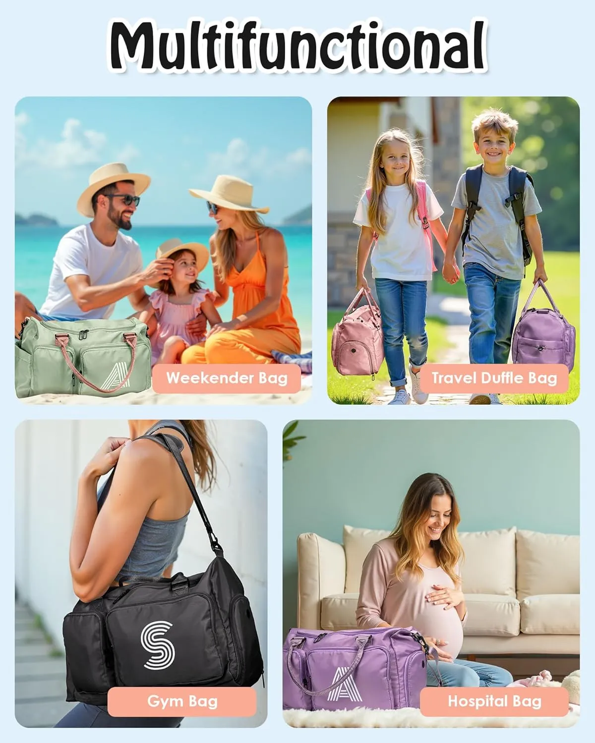 Birthday Gifts for Daughter Age 11 12 13 14 15 16 17 18, Initial Travel Duffel Bag, Graduation Gifts for Her, Monogram Overnight Bag, Gift for Friend Sister Women Gifts