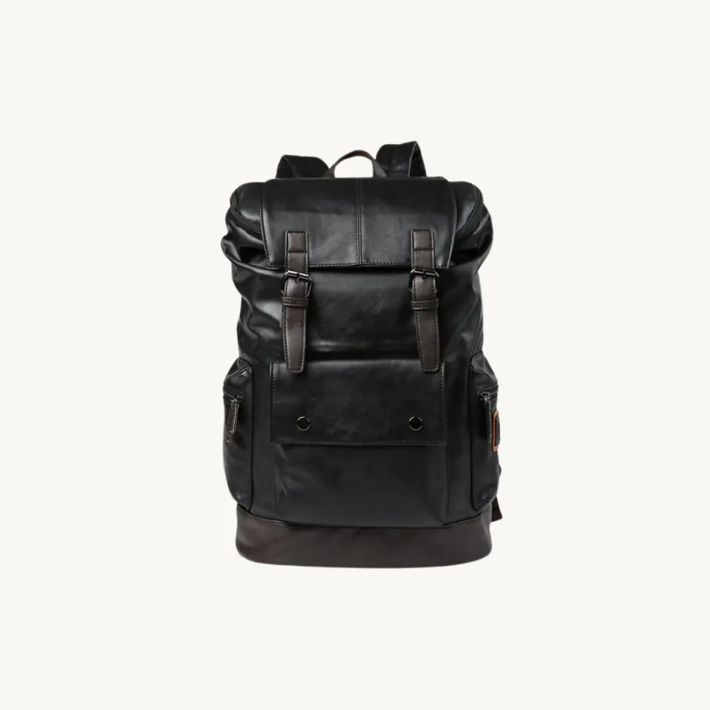﻿Black Darwin Sphere Leather Backpack