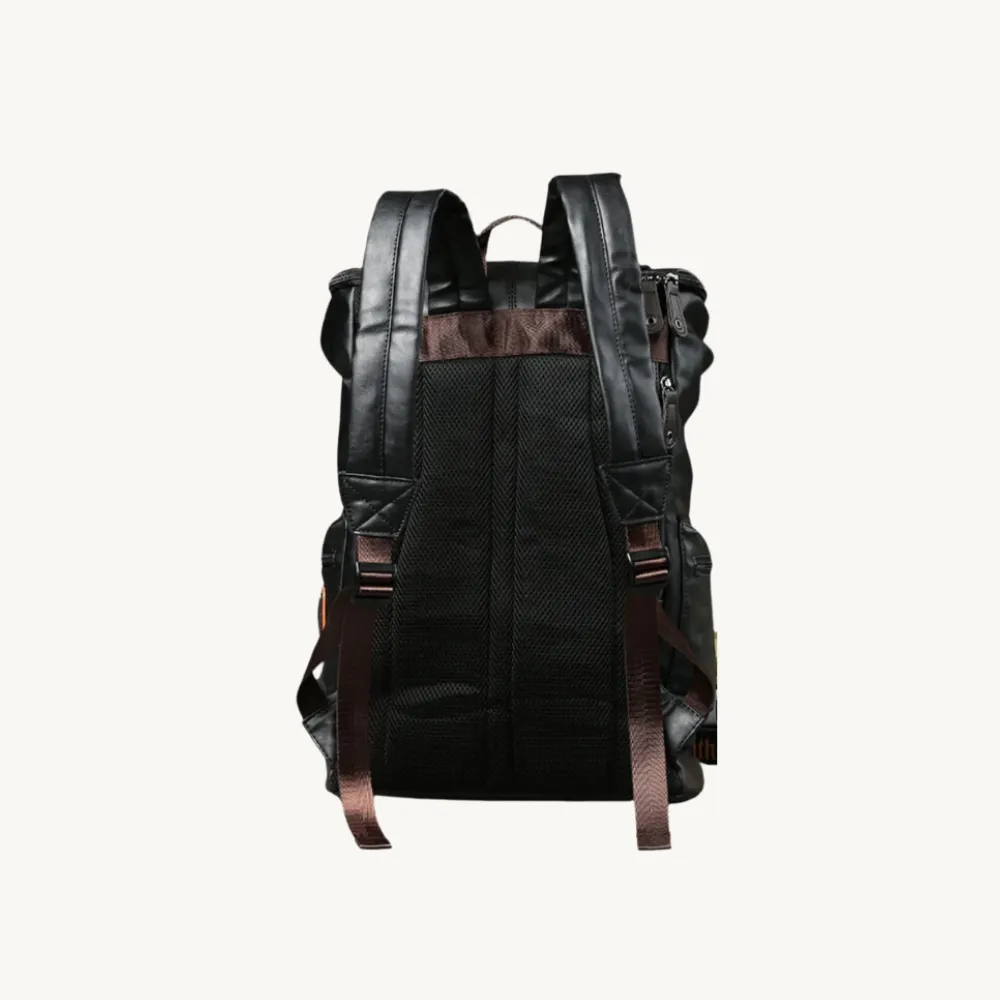 ﻿Black Darwin Sphere Leather Backpack