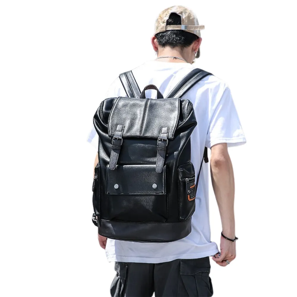 ﻿Black Darwin Sphere Leather Backpack