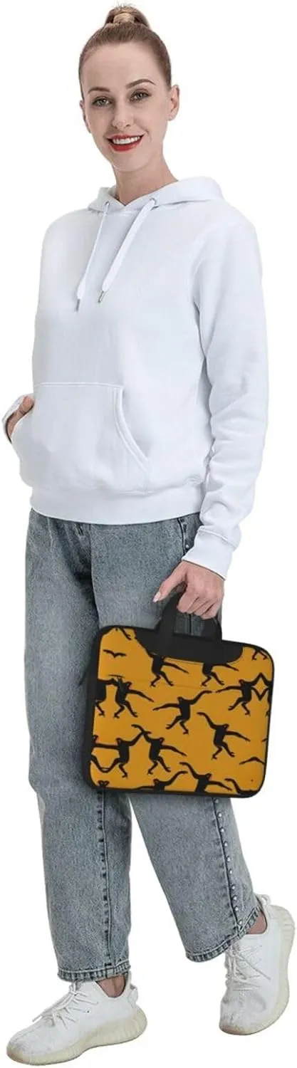 Black Gibbon Monkey Print Trendy Oxford Cloth Laptop Bag - Versatile Laptop Case,Messenger Bag, Shoulder Bag