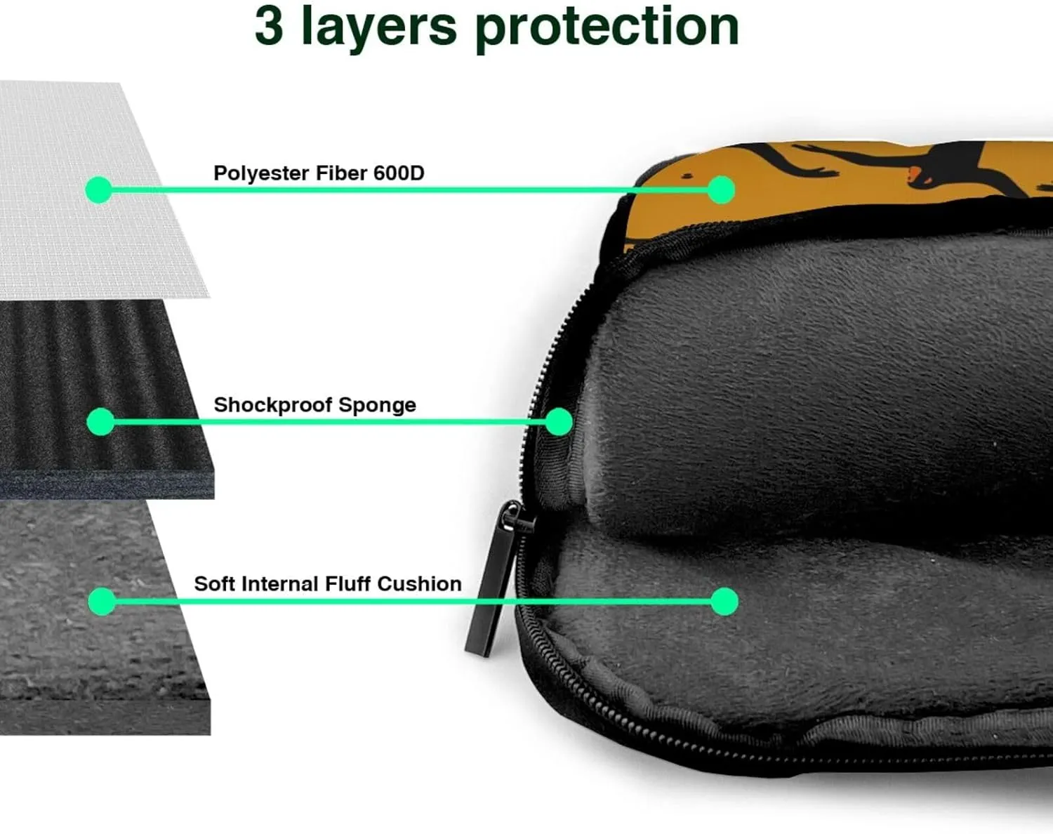 Black Gibbon Monkey Print Trendy Oxford Cloth Laptop Bag - Versatile Laptop Case,Messenger Bag, Shoulder Bag