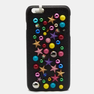 Black Leather Embellished iPhone 6 Plus Cover