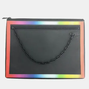 black leather Virgil Abloh Chain Clutch
