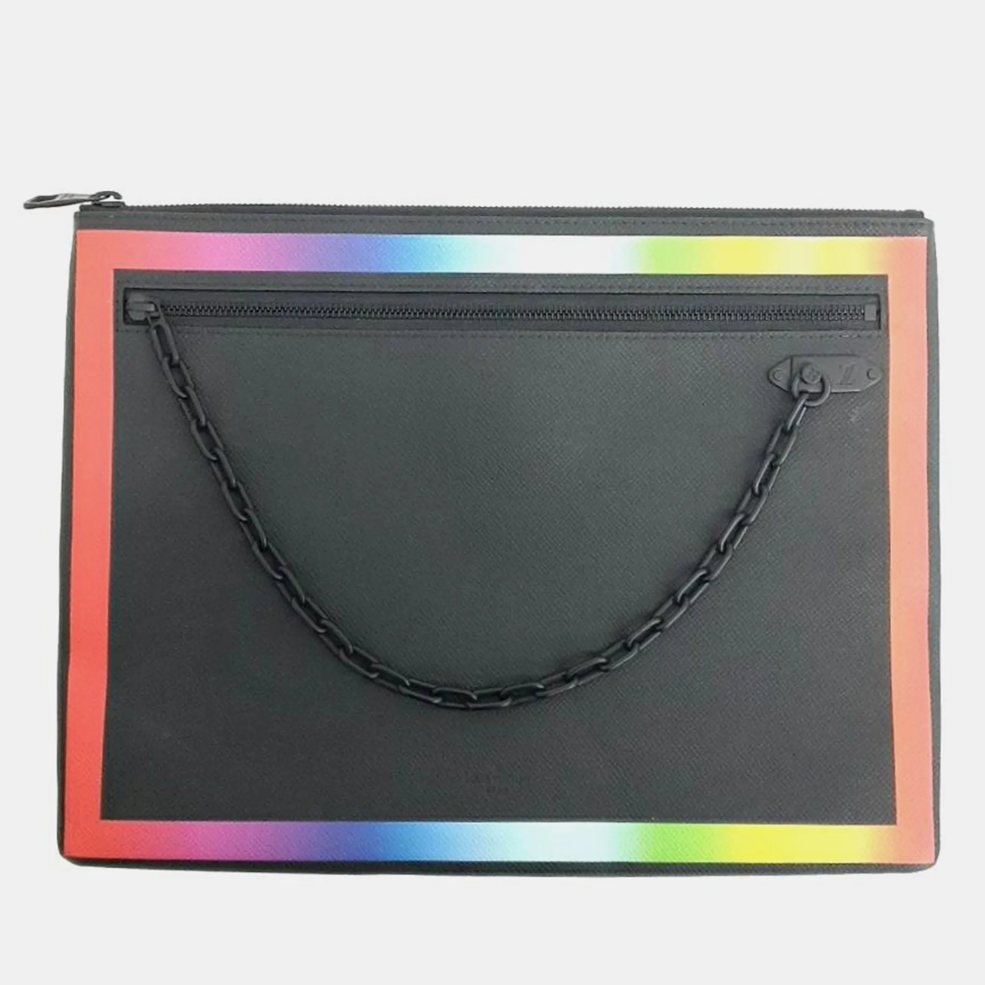 black leather Virgil Abloh Chain Clutch