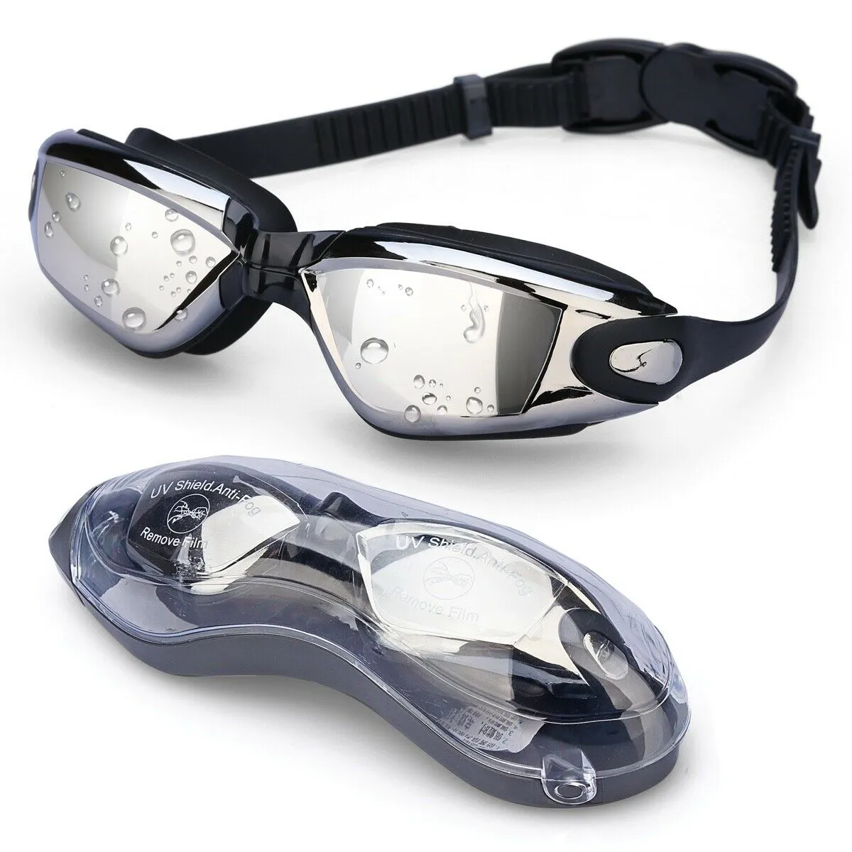 Black Sports Gym Bag & Swimming PU Cap & Anti-Fog UV Goggles & Trunks for Men AU