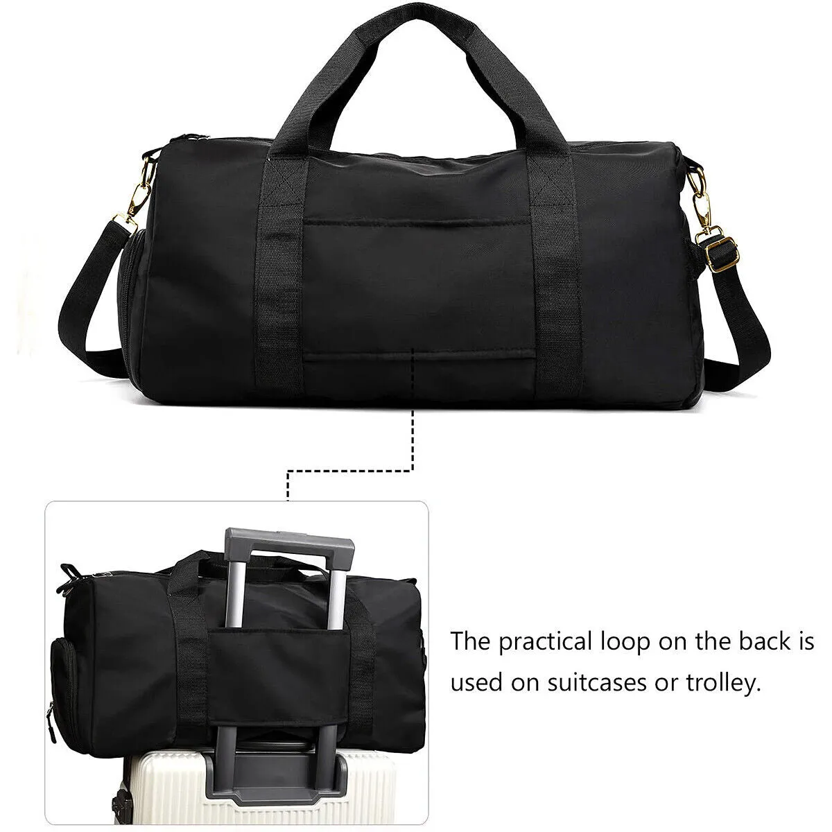 Black Sports Gym Bag & Swimming PU Cap & Anti-Fog UV Goggles & Trunks for Men AU