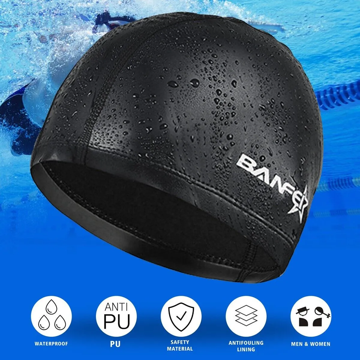 Black Sports Gym Bag & Swimming PU Cap & Anti-Fog UV Goggles & Trunks for Men AU
