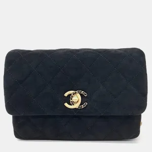 Black suede Chain Flap Bag