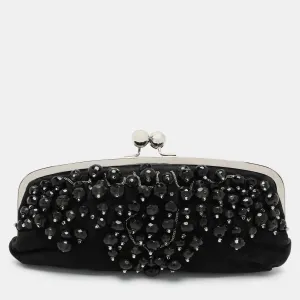 Black Suede Embellished Clutch
