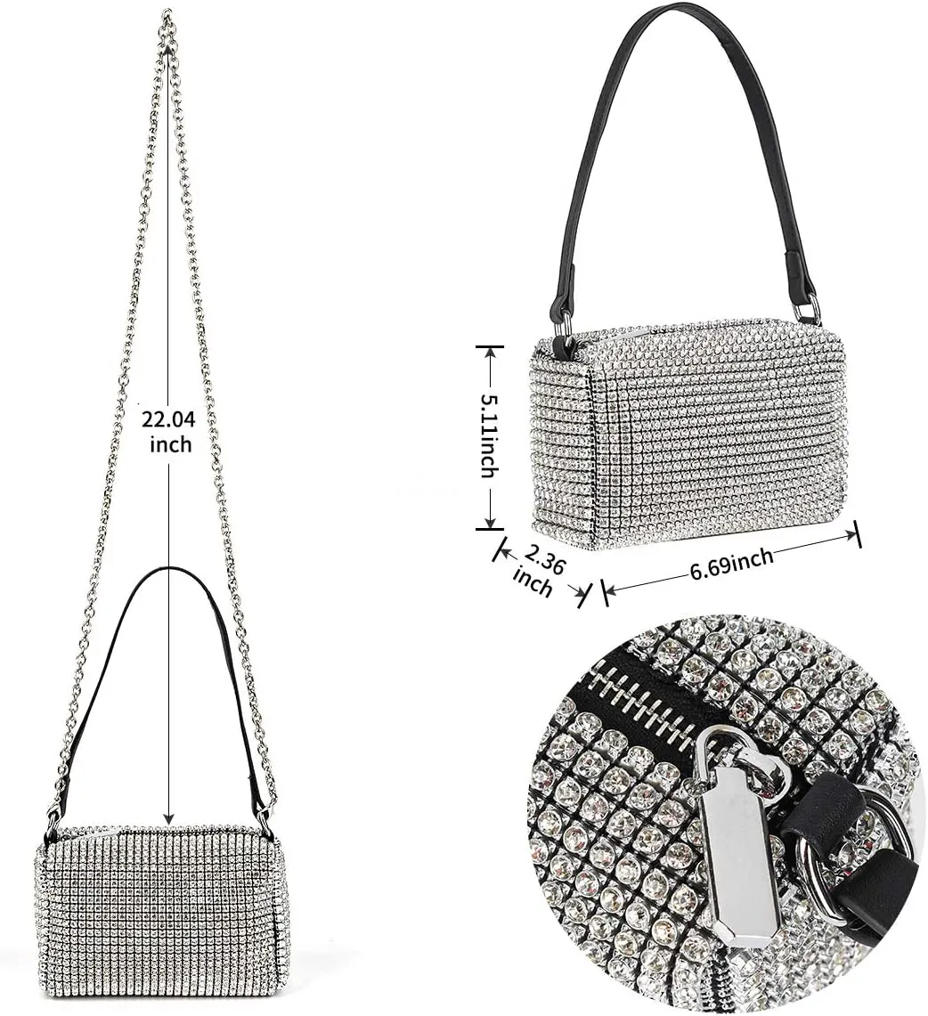 Bling Bling Crystals Evening Clutch Bag for Women Girls Sparkling Crossbody Bag Wedding Prom Party Club Purses Handbags