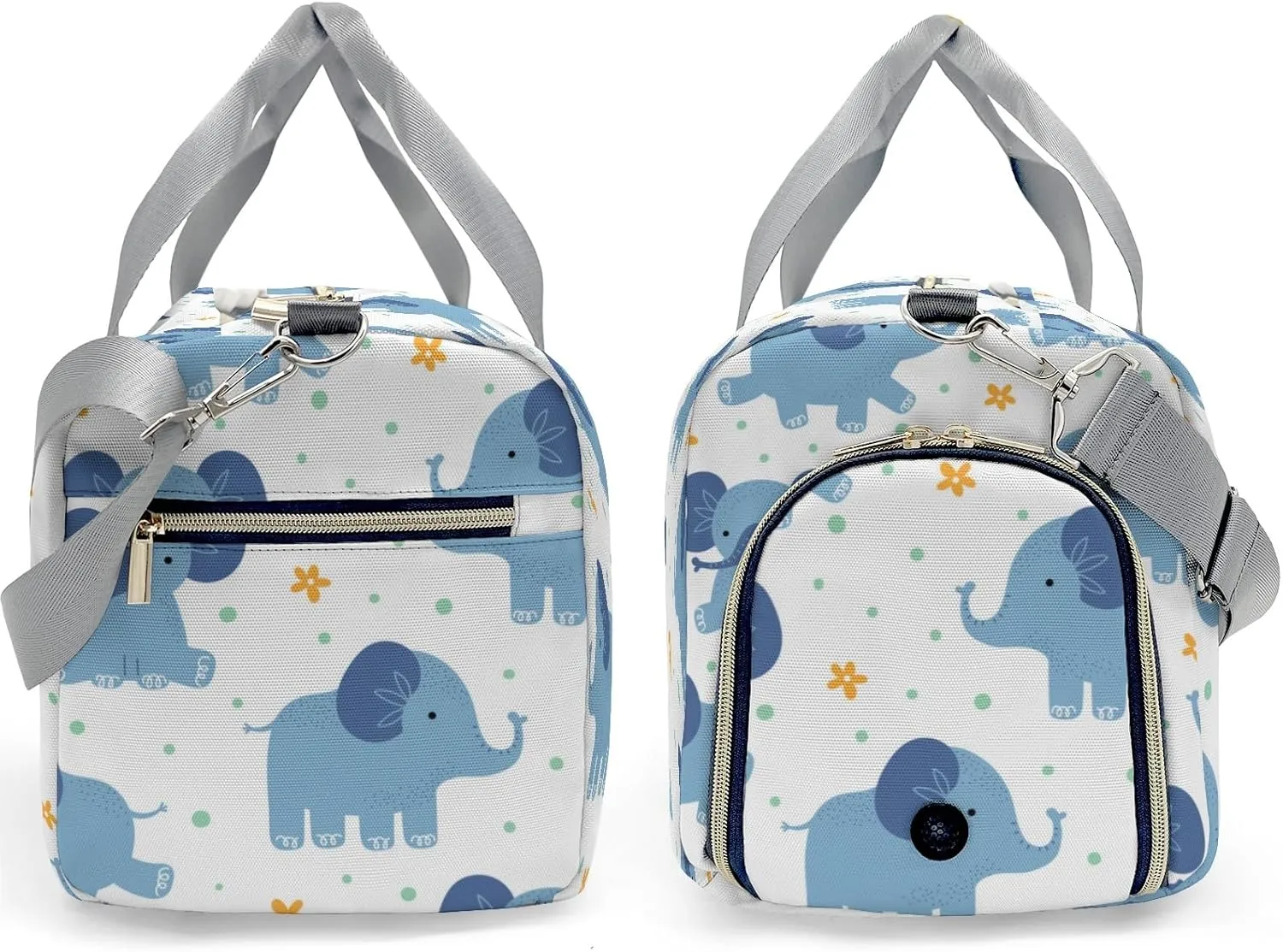 Blue Elephant Personalized Duffel Bag,Custom Travel Gym Bag with Name,Waterproof Sports Overnight Bag with Shoe Compartment & Shoulder Strap