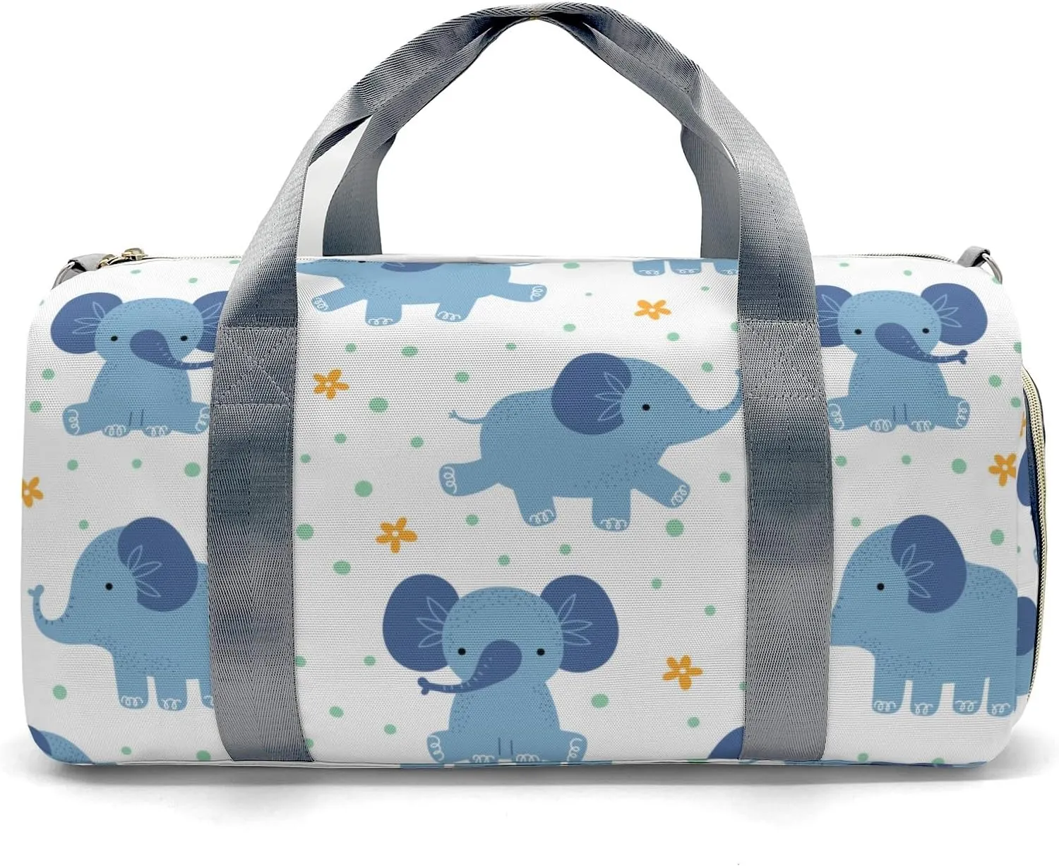 Blue Elephant Personalized Duffel Bag,Custom Travel Gym Bag with Name,Waterproof Sports Overnight Bag with Shoe Compartment & Shoulder Strap
