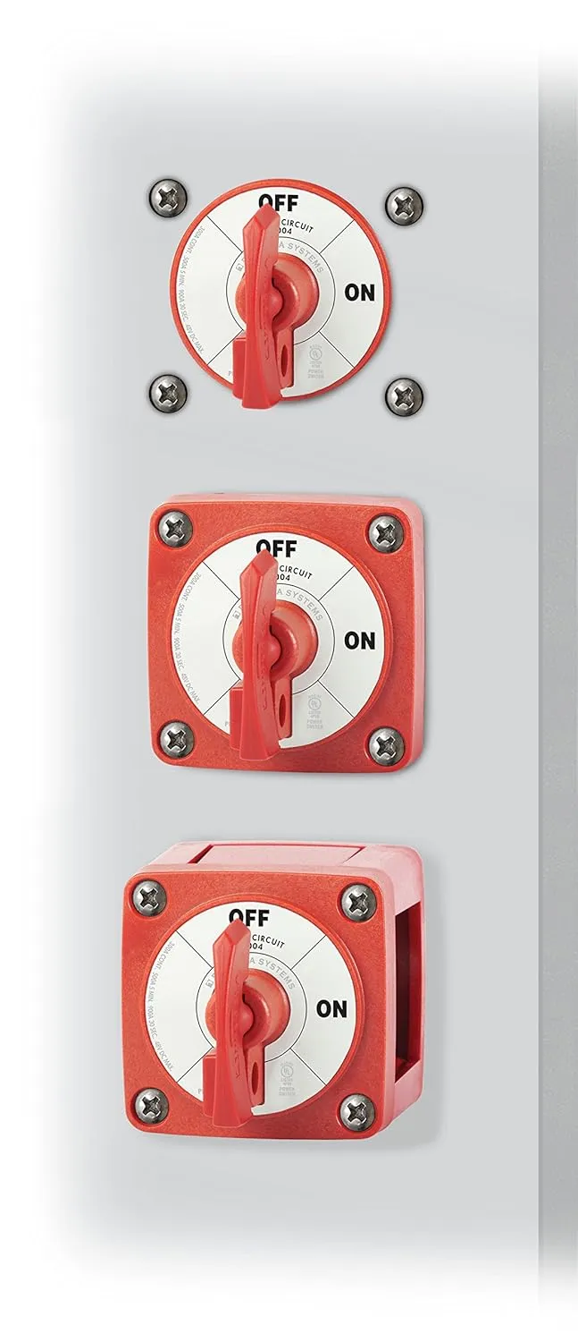 Blue Sea Systems 6004 m-Series Battery Switch ON/OFF Locking, Red