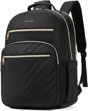 BOSTANTEN 15.6 Inch Laptop Backpack for Women- College Teacher Computer Bag Travel Backpack Purse, Black