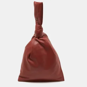 Bottega Veneta Rust Brown Leather Knotted Twist Clutch