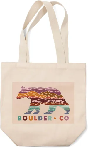Boulder, Colorado, Bear, Wander More Collection (100% Cotton Canvas Reusable Tote Bag)