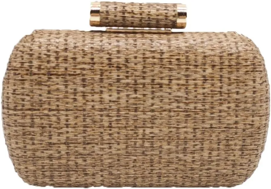 Boutique De FGG Straw Clutch Purse for Women Summer Beach Bag Wedding Hand-Woved Evening Handbags Wicker clutch Bag,Mini