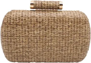 Boutique De FGG Straw Clutch Purse for Women Summer Beach Bag Wedding Hand-Woved Evening Handbags Wicker clutch Bag,Mini