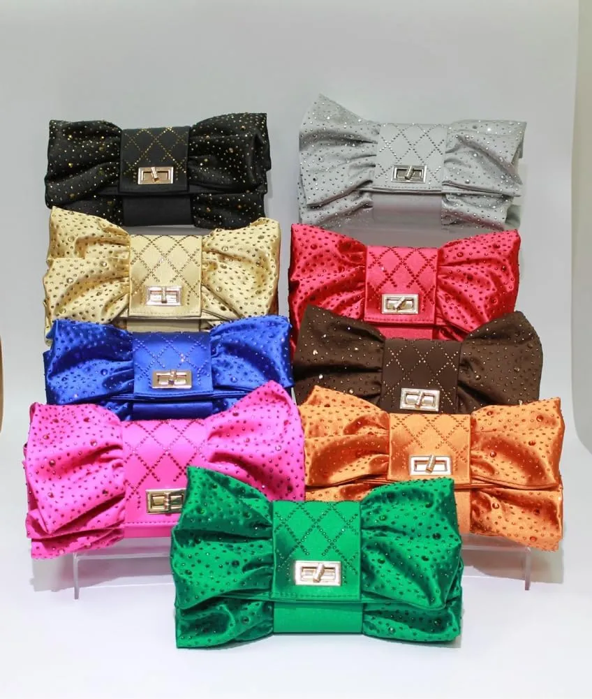 Bow Clutch Purses Women 2025 Pleated Evening Bag Formal Vintage Rhinestone Satin Handbags for Bridal Wedding Party