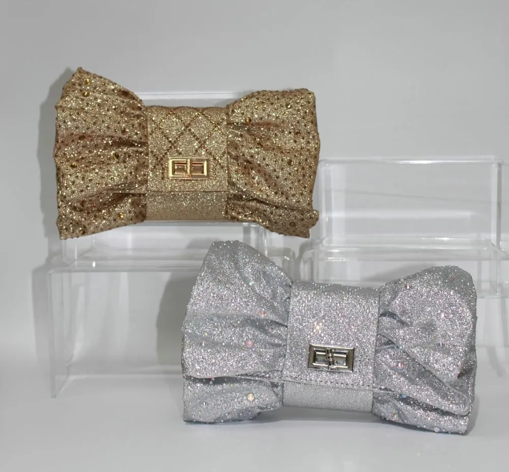 Bow Clutch Purses Women 2025 Pleated Evening Bag Formal Vintage Rhinestone Satin Handbags for Bridal Wedding Party