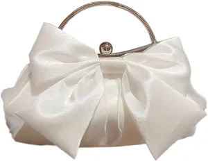 Bow-tie Satin Clutch for Women Trendy Evening Handbag Chic Purse Gorgeous Handbags for Parties Wedding