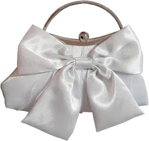 Bow-tie Satin Clutch for Women Trendy Evening Handbag Chic Purse Gorgeous Handbags for Parties Wedding