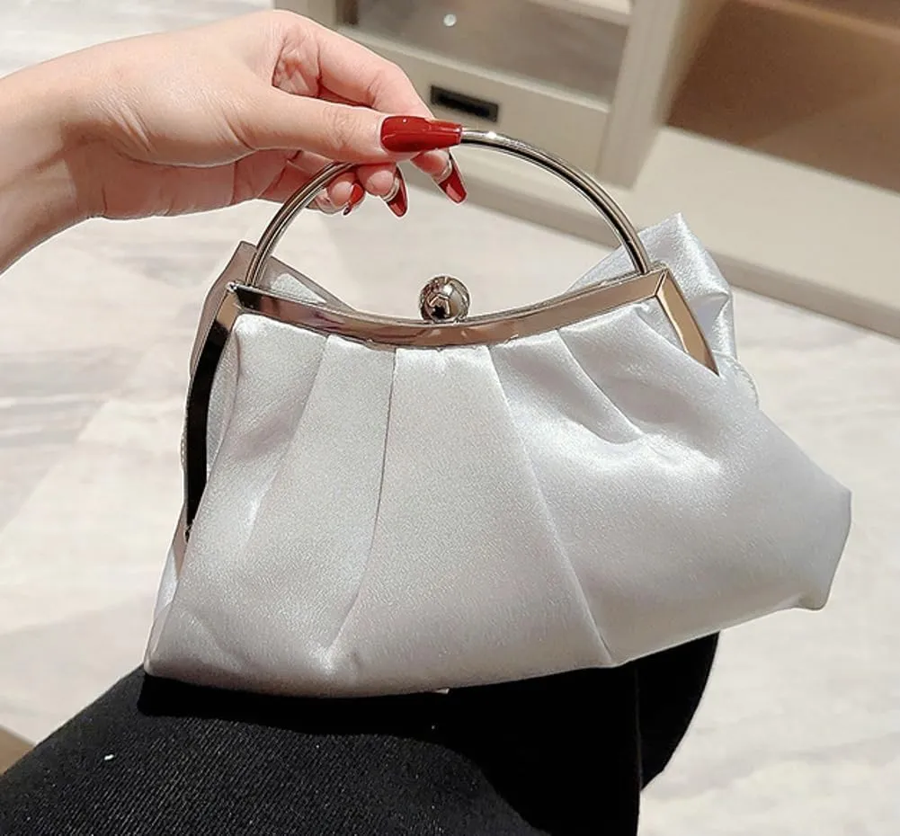 Bow-tie Satin Clutch for Women Trendy Evening Handbag Chic Purse Gorgeous Handbags for Parties Wedding