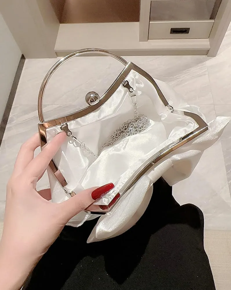 Bow-tie Satin Clutch for Women Trendy Evening Handbag Chic Purse Gorgeous Handbags for Parties Wedding