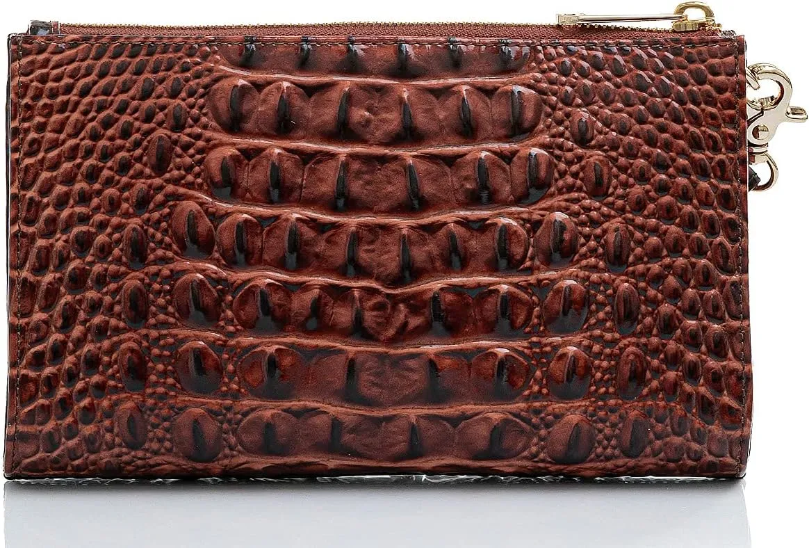 BRAHMIN Melbourne Daisy Clutch - Leather Purse - Lined Interior - Slide Out Wrist-strap - Zip-top Clutch