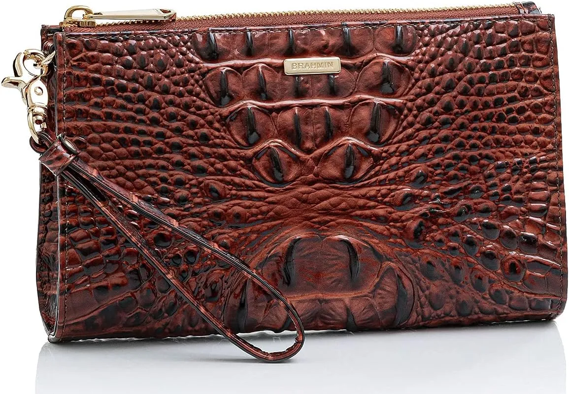 BRAHMIN Melbourne Daisy Clutch - Leather Purse - Lined Interior - Slide Out Wrist-strap - Zip-top Clutch