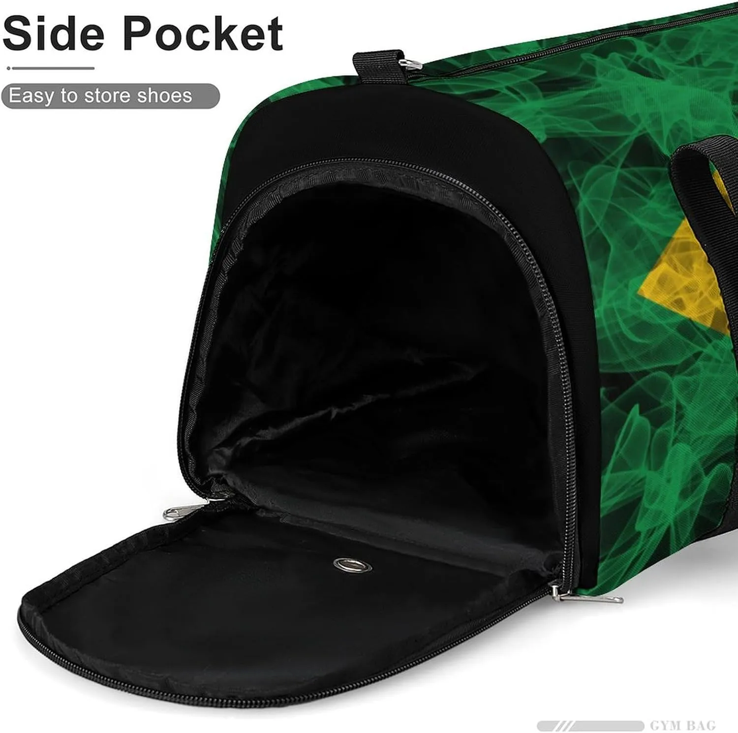 Brazil Flag Smoke Style Travel Duffel Bag with Shoe Compartment for Gym Yoga Beach Weekender