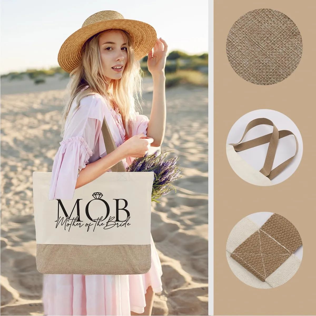 Bridal Shower Canvas Tote Bag for Bride to Be, Engagement & Bachelorette Gifts for Her, Future Mrs
