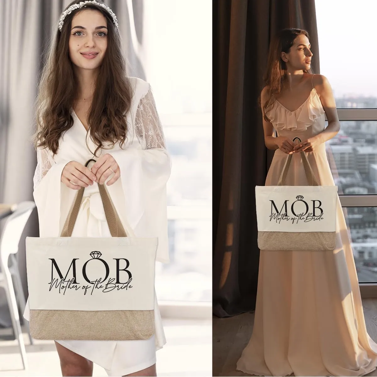 Bridal Shower Canvas Tote Bag for Bride to Be, Engagement & Bachelorette Gifts for Her, Future Mrs