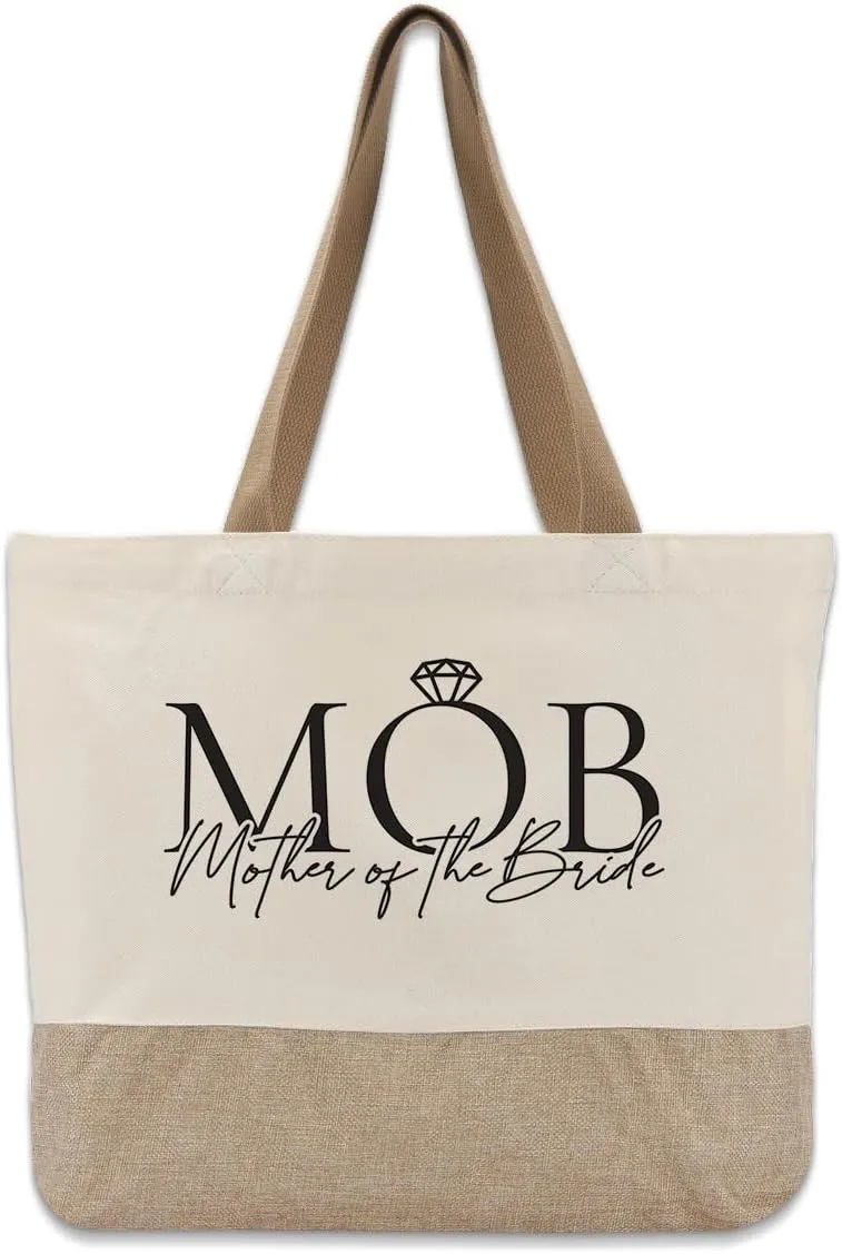 Bridal Shower Canvas Tote Bag for Bride to Be, Engagement & Bachelorette Gifts for Her, Future Mrs