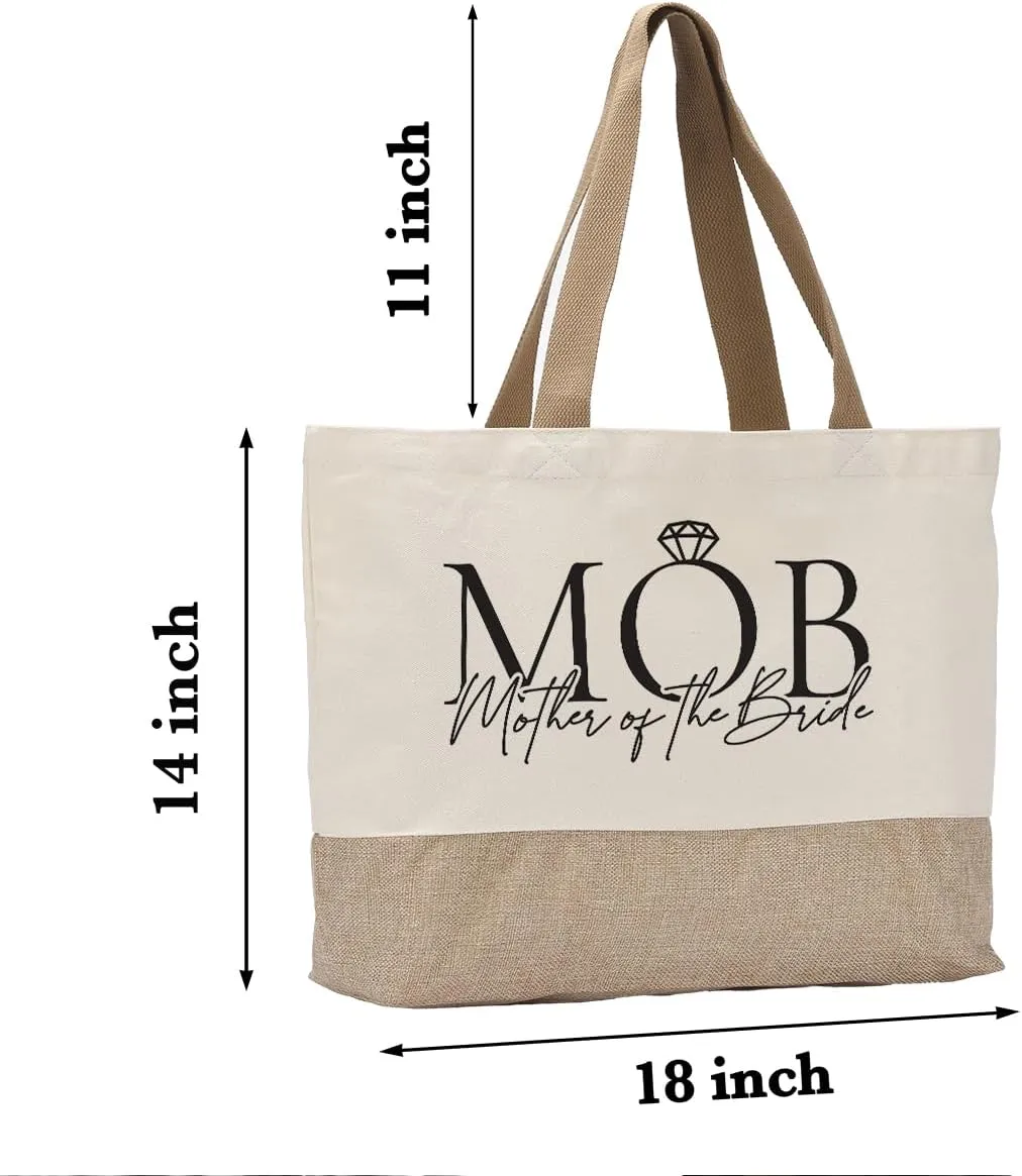 Bridal Shower Canvas Tote Bag for Bride to Be, Engagement & Bachelorette Gifts for Her, Future Mrs
