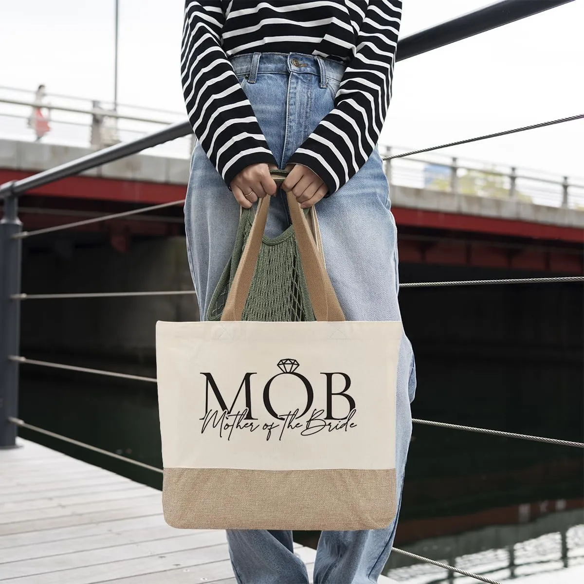 Bridal Shower Canvas Tote Bag for Bride to Be, Engagement & Bachelorette Gifts for Her, Future Mrs