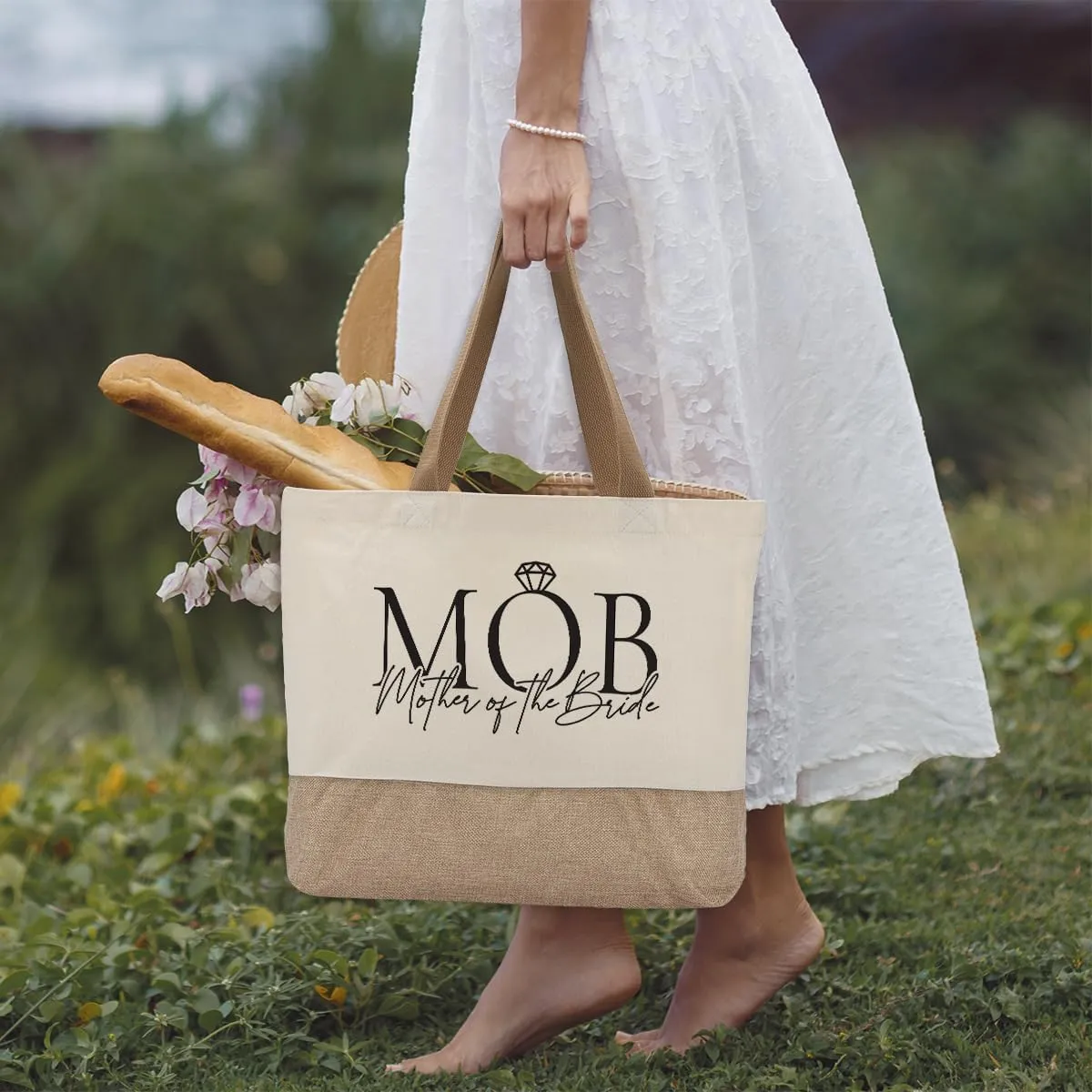 Bridal Shower Canvas Tote Bag for Bride to Be, Engagement & Bachelorette Gifts for Her, Future Mrs