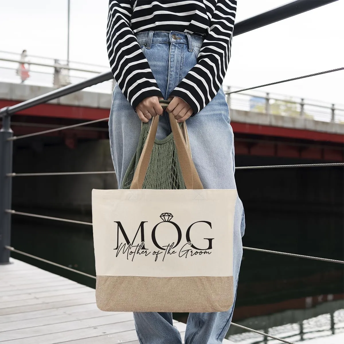 Bridal Shower Canvas Tote Bag for Bride to Be, Engagement & Bachelorette Gifts for Her, Future Mrs