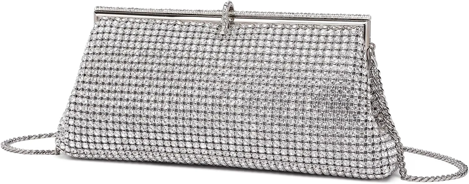 Bride Purse Evening Bag Women's Evening Handbags Rhinestone Clutch Fancy Sparkle Purse Dress Purses for Weddings