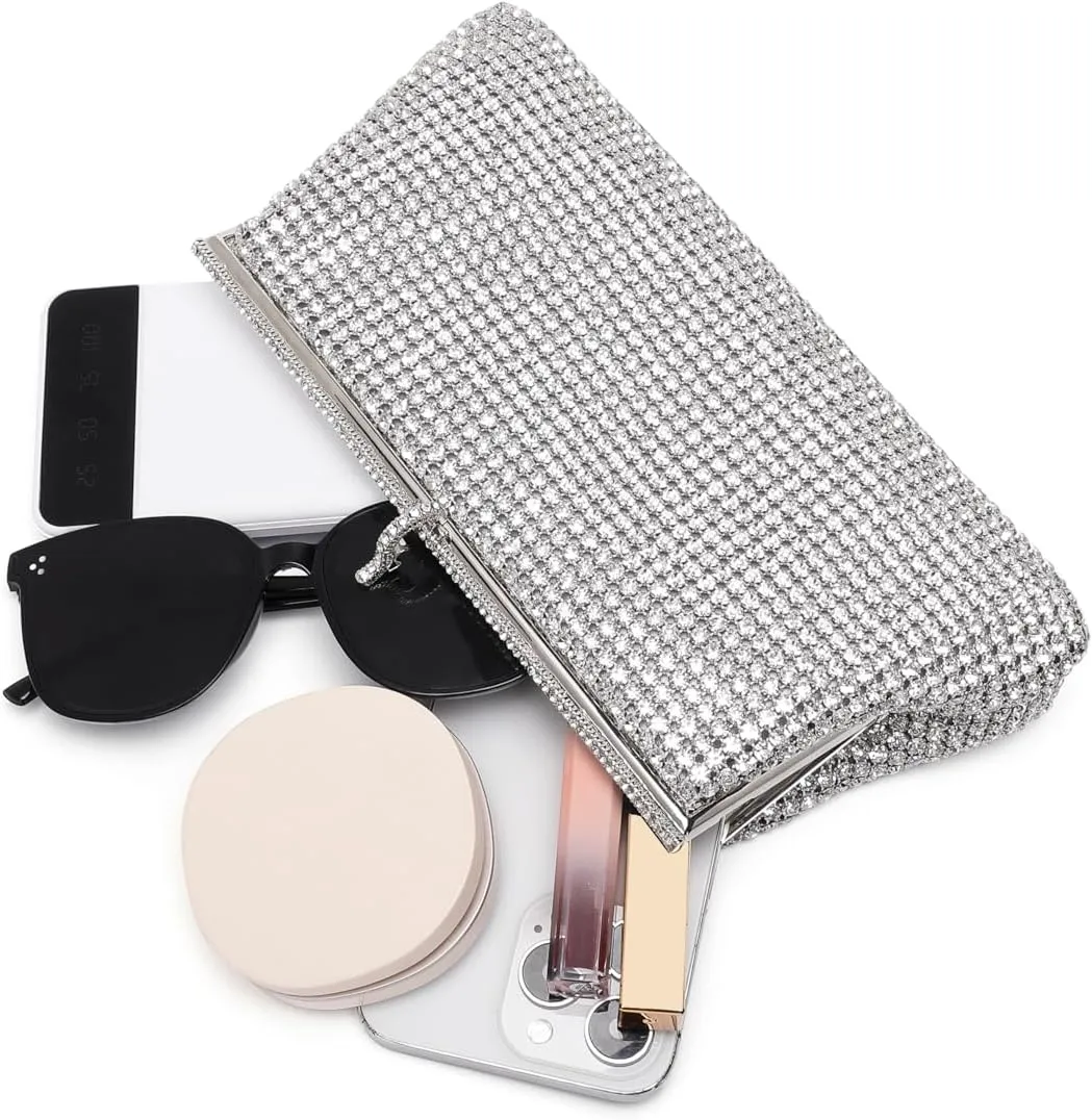 Bride Purse Evening Bag Women's Evening Handbags Rhinestone Clutch Fancy Sparkle Purse Dress Purses for Weddings