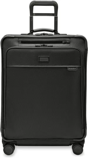 Briggs & Riley 26" Medium Expandable Spinner - Checked Luggage for Travel, Suitcases with Wheels, Softside Rolling Bag for Men & Women, Self-Repairing Zipper - Baseline Collection, Black