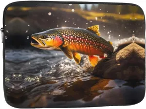 Brook Trout Fly Fishing Prints Portable Laptop Sleeve Case 13 inch, Ideal for Men and Women's Business Travel, and Office Use