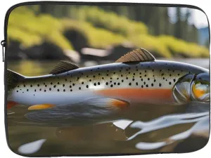 Brook Trout Fly Fishing Prints Portable Laptop Sleeve Case 15 inch, Ideal for Men and Women's Business Travel, and Office Use