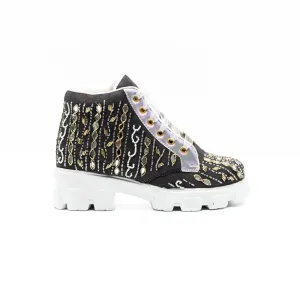 Brooklyn Luxury Slate Suede Handmade Embellished Boot