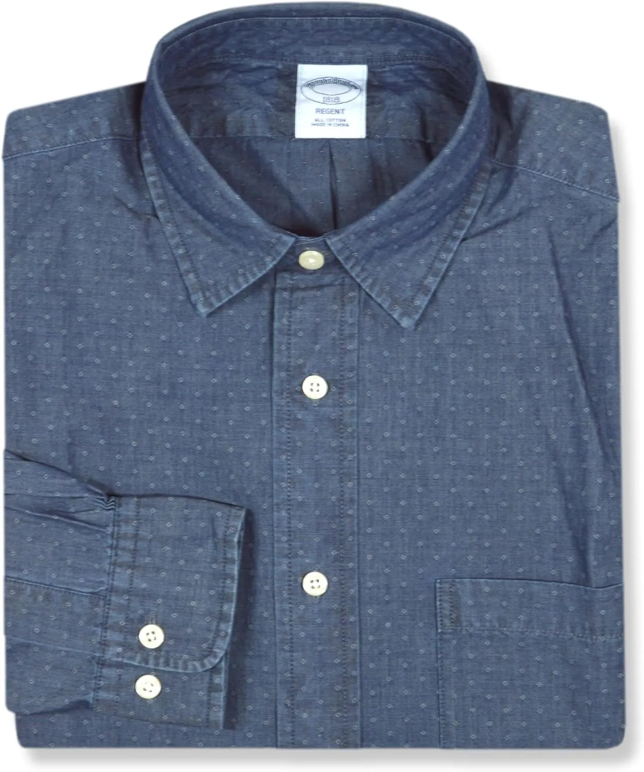 Brooks Brothers Mens Regent Fit Oxford Cotton Knit Pattern Button Down Shirt,