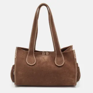 Brown Suede Tassel Tote